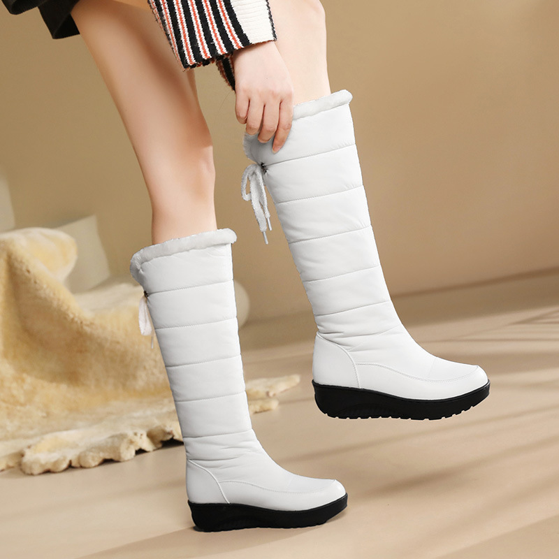 Women's Fleece-Lined Wedge-Heel Tall Snow Boots