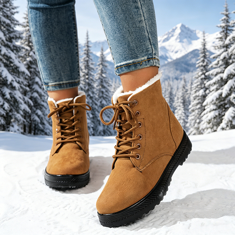 Women's fleece-lined lace-up ankle boots