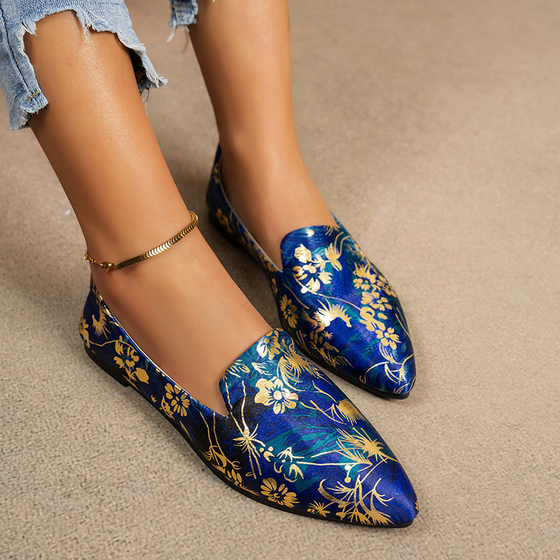Women's floral print pointed-toe flats