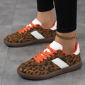 Women's Multicolored Leopard Print Retro Lace-Up Sneakers