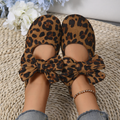 Leopard-print bow Mary Jane flats for women