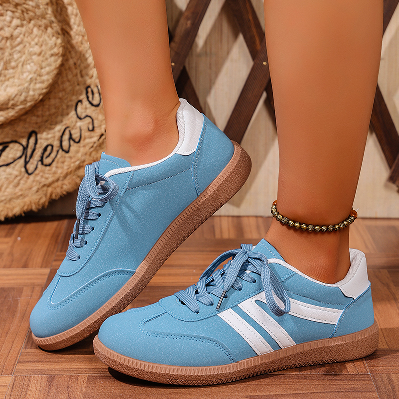 Women's Retro Striped Lace-Up Casual Flats