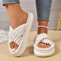 Women's Plush Open-Toe Slippers