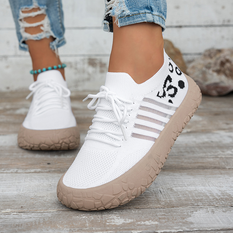Women's Leopard-Print Panel Fly-Knit Sneakers