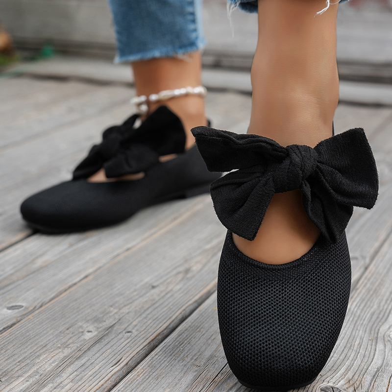 Women's Square-Toe Bow Ballet Flats