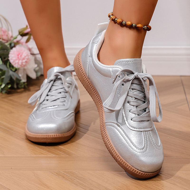 Women's Retro Striped Lace-Up Casual Flats