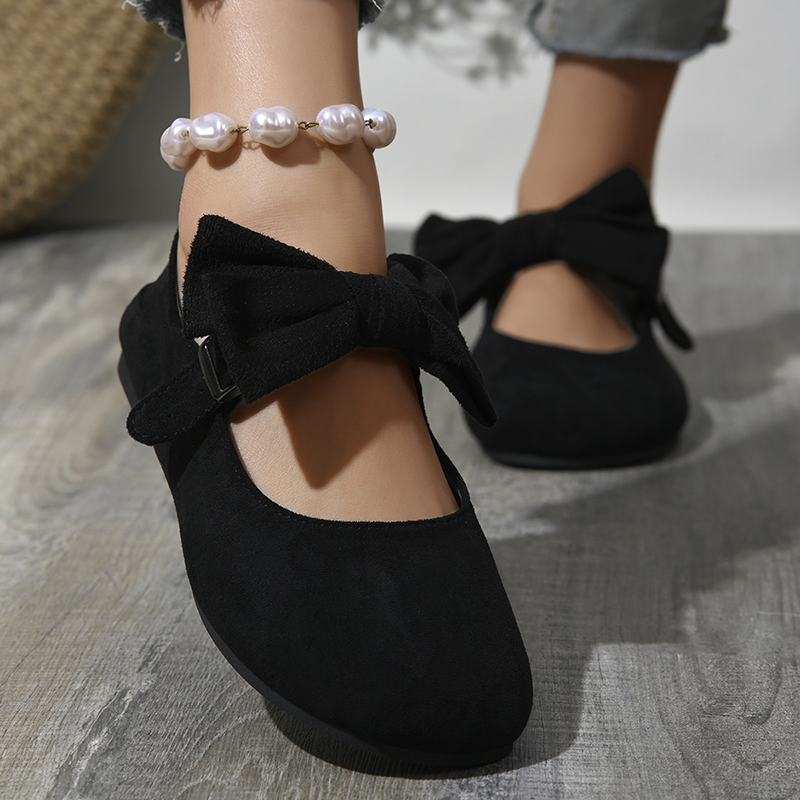 Leopard-print bow Mary Jane flats for women