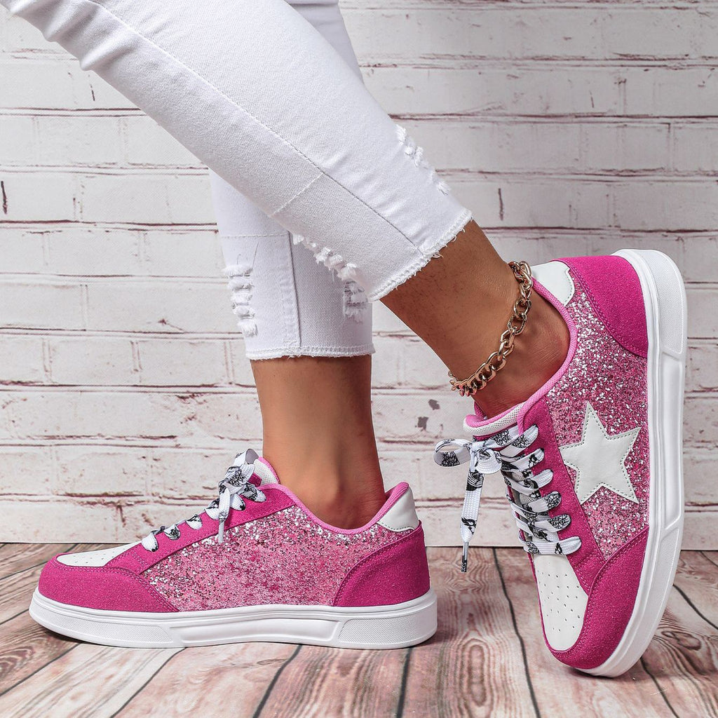 Women's Glitter Star Platform Sneakers
